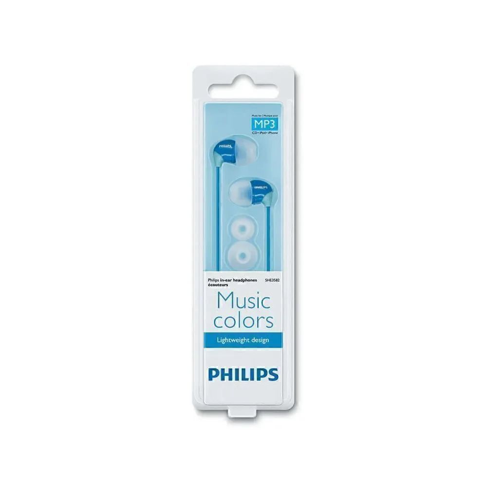 PHILIPS Music Colors Blue In-Ear Headphones Model SHE3582 NEW